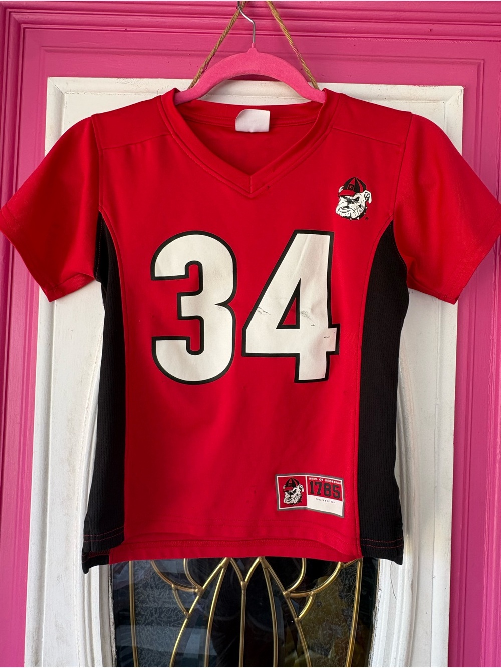 Knights Apparel Red and Black Kids Football Jersey with Number 34